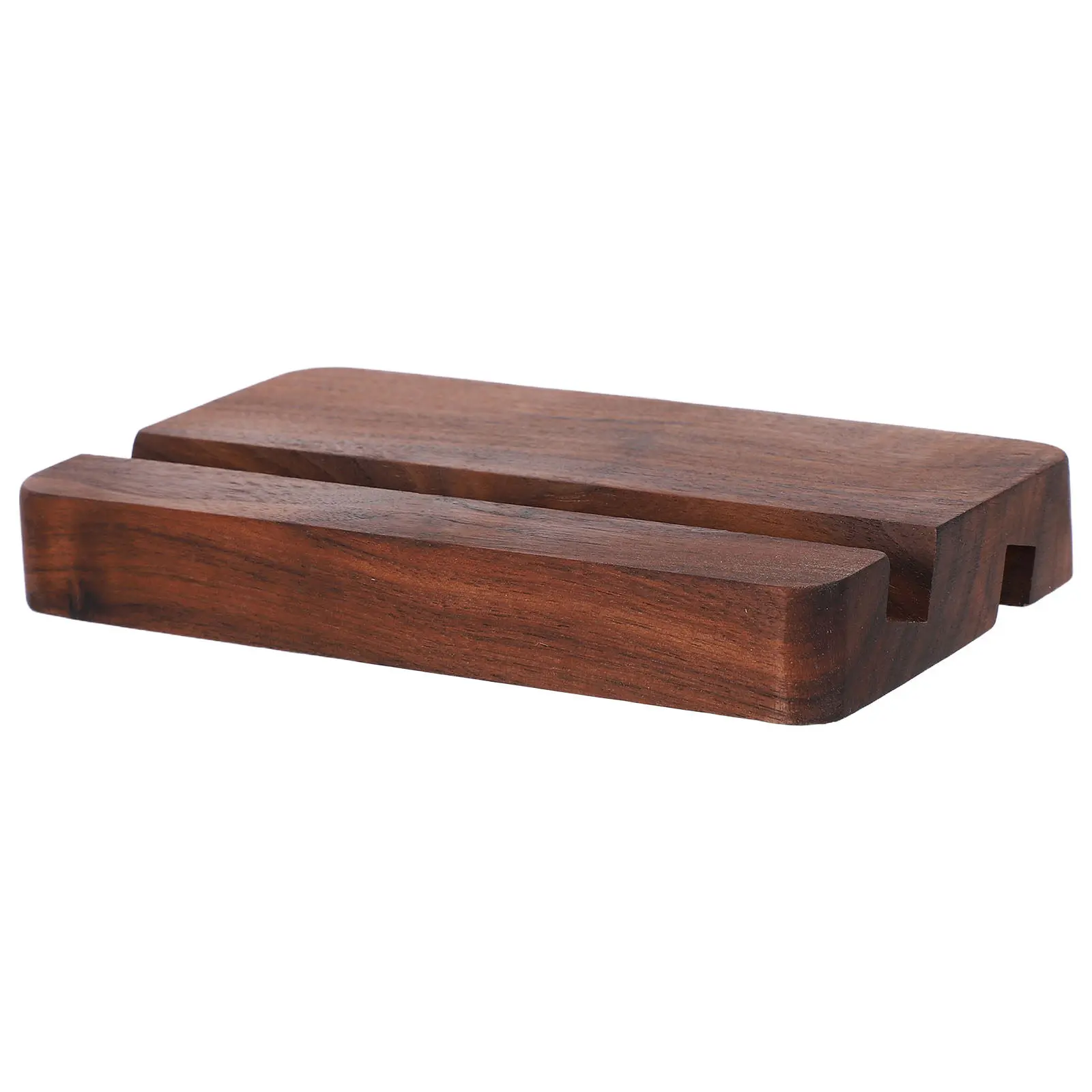 Double Slot Wooden Calendar Base Stand Crafted from Black Walnut for Desk Card Holder Photo Display Place Cards Business Cards
