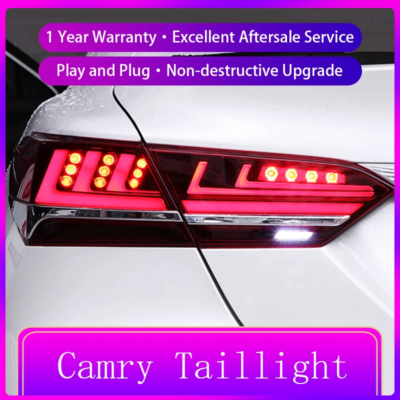 A Pair of Car Modified For Toyota Camry 2018-2023 Rear Lamp LED DRL Upgrade Dynamic Taillight Assembly Auto Tail Accessories