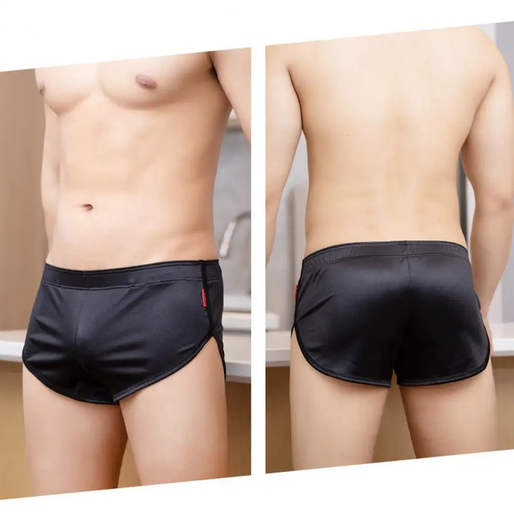 Losse Ademende Slipjes Heren Losse Ademende Satijnen Short Boxers Elastische Taille Mid-Taille Ijs Zijdeachtige Slaapbokser