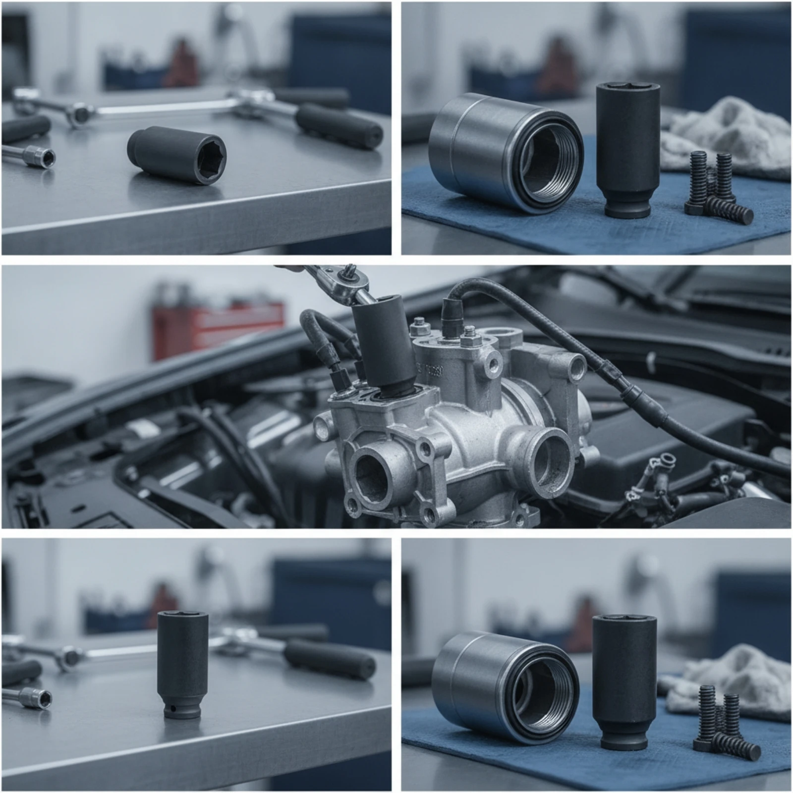 Deep Hollow Cylindrical Socket Professional Removal Tool Heat Pump Service for Electric Vehicle Repair