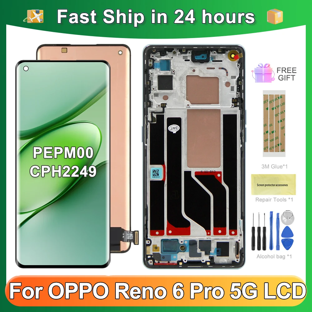 For OPPO Reno6 Pro 5G 6.55''OEM For Reno 6 PRO PEPM00 CPH2249 LCD Display Touch Screen Digitizer Assembly Replacement