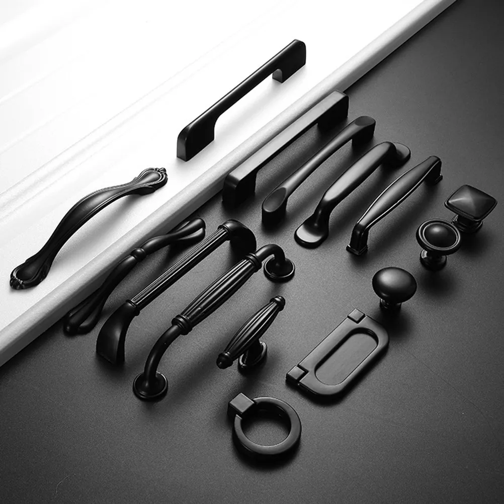 13Mm Black Concave Aluminum Alloy Cabinet Handle Modern Simple Pull Handle for Drawer Wardrobe Shoe Cabinet Furniture Decoration