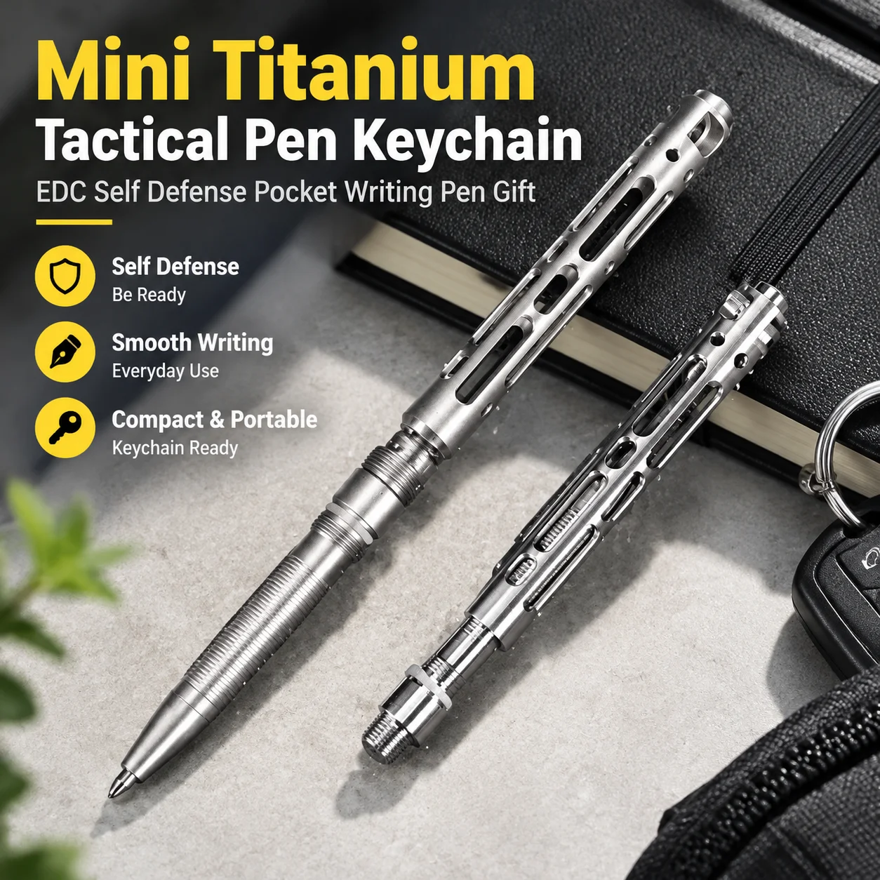 Mini Titanium TC4 Tactical Pen Keychain EDC Self Defense Pocket Writing Pen Gift