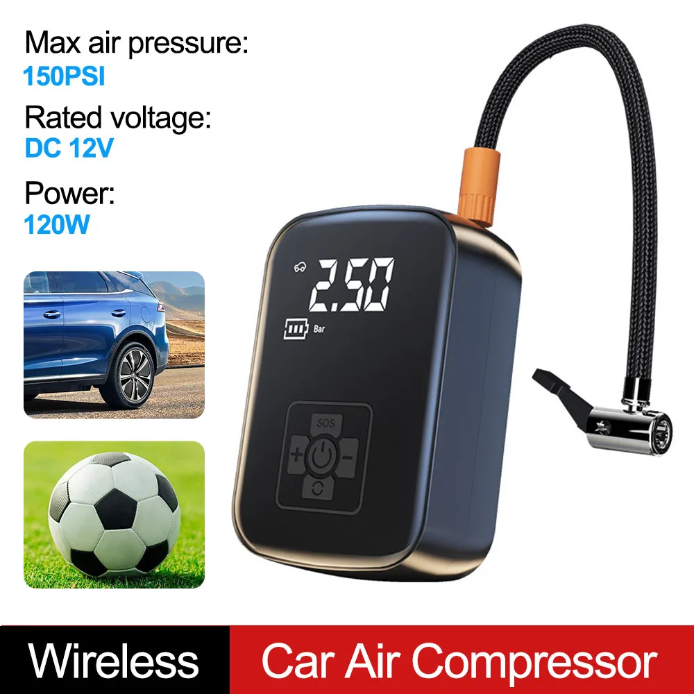 

LCD Display Mounted Motorcycle Bicycle Ball Wireless Tire Inflatable Pump Inflator Compressor Car Electrical Air Pump Portable