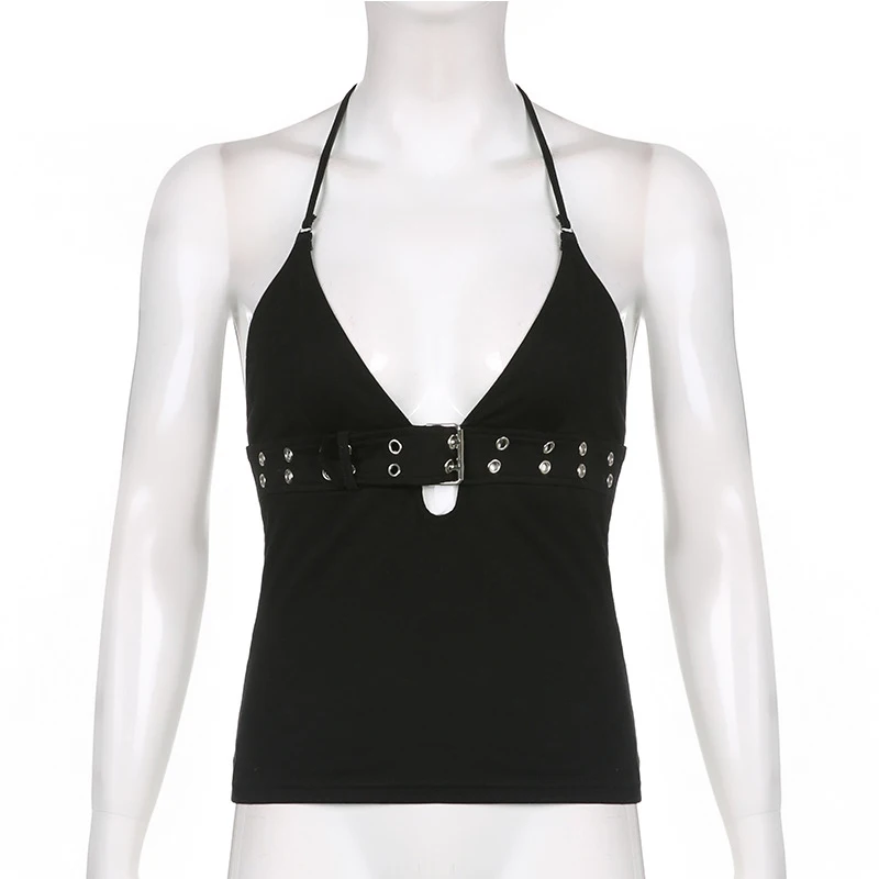 Y2K Bandage Crop Top Zwart Backless Top Lace Up Leuke Party Strand Zomer Sweats Vrouwen Retro Basic Mini Vest Punk