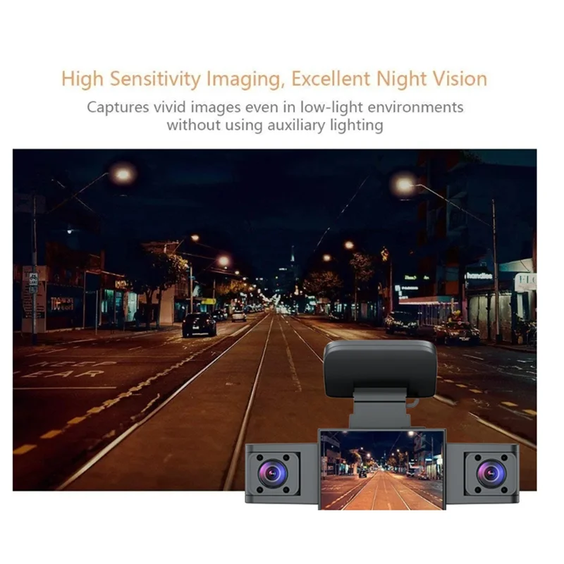 

Car Dash Cam Video Recorder 3 Lens 24H Parking Monitor Rear View 3 Channel 1080P HD Dash Cam