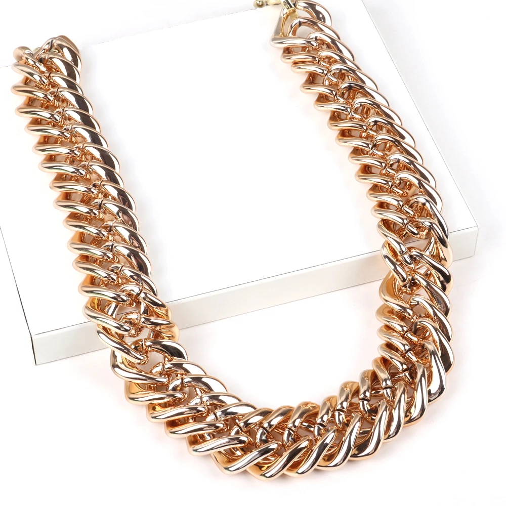 FishSheep komunikat duży masywny Choker łańcuszek naszyjnik dla kobiet mężczyzn w stylu Vintage złoty kolor szeroki naszyjnik Collares nowa biżuteria — zdjęcie 4