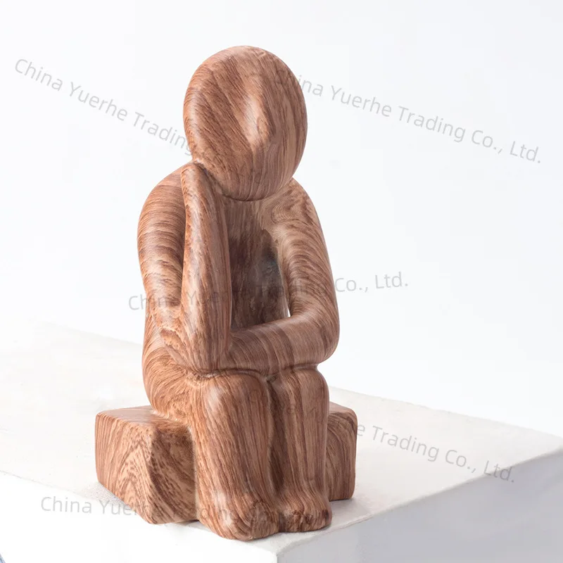 

Nordic imitation wood grain creative figure modeling artwork decoration sitting position gill holder entrance TV cabinet home de