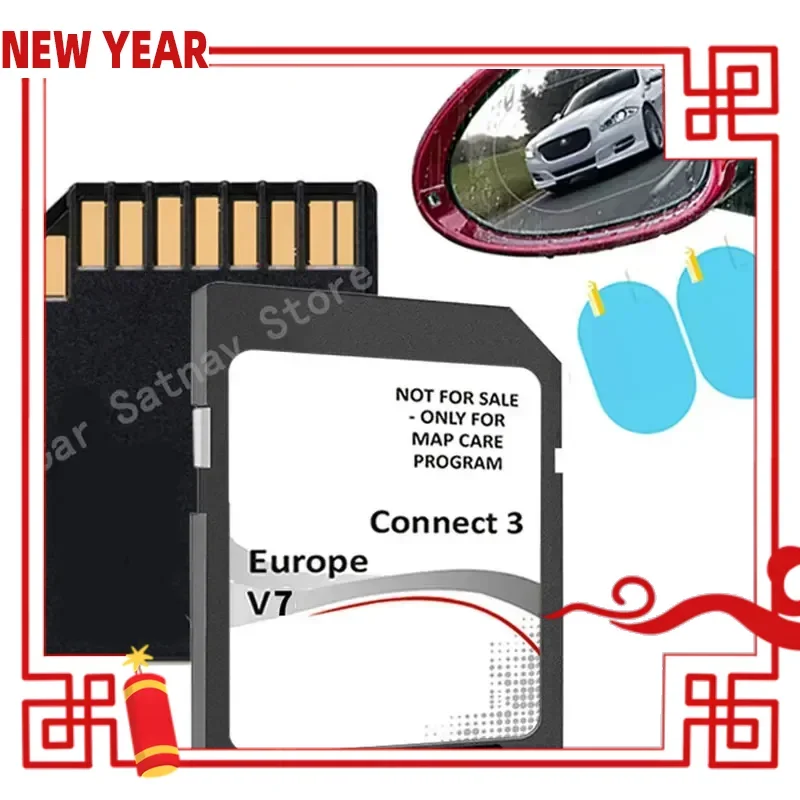 Free Shipping for Nissan Connect 3 V7 GPS Card Sat Nav Navigation Map GPS Europe Car with Free Anti Fog Flim