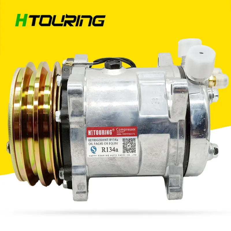 Sanden 508 SD508 5H14 Compressor 12V / 24V 2 Groove V Blet Pulley Tractor Excavator Heavy Duty Truck Tractor Universal R134a R12