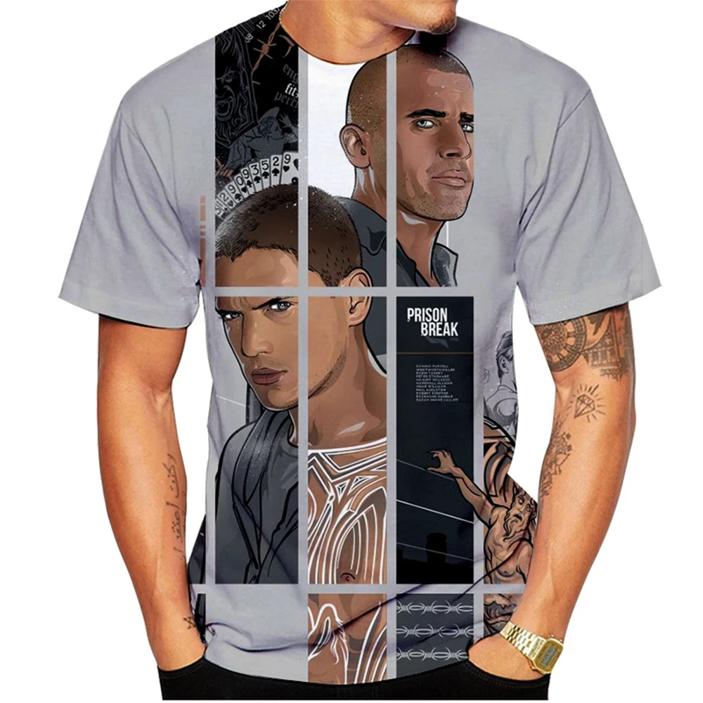 Movie Prison Break 3D Print T Shirt Men Women Summer Fashion Casual Cool T-shirt Prison Harajuku Streetwear Plus Size T Shirt