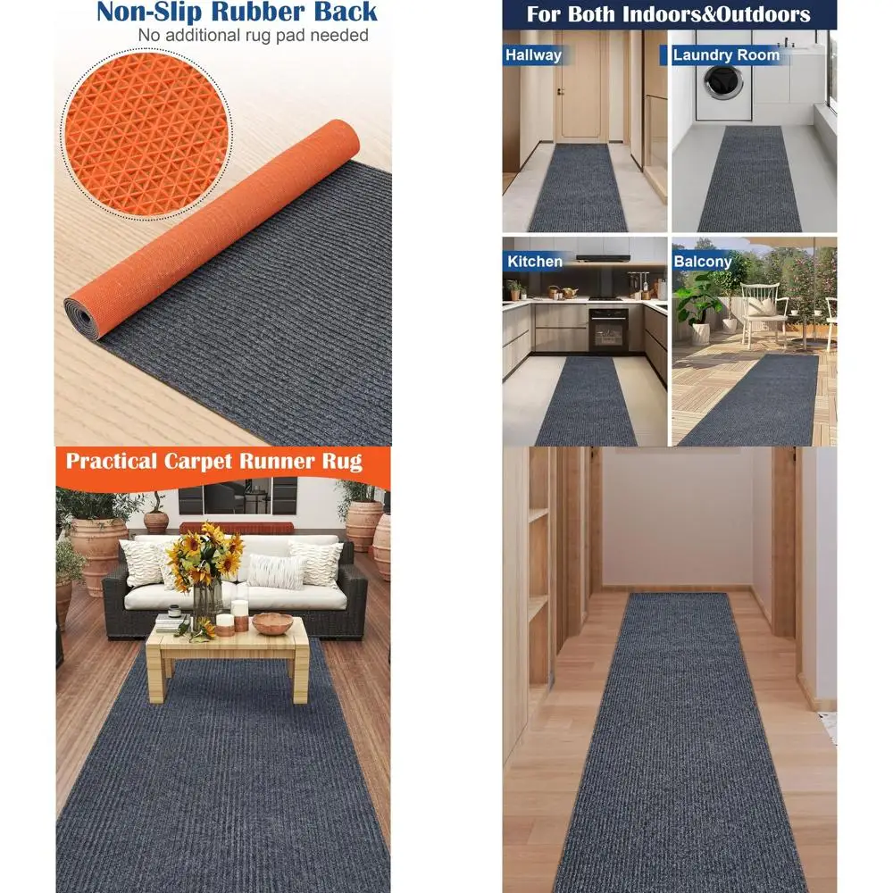 

Customizable 3x10ft Non-Slip Runner Rugs with Rubber Backing, Washable Indoor/Outdoor Carpets for Hallways, Balconies, and More