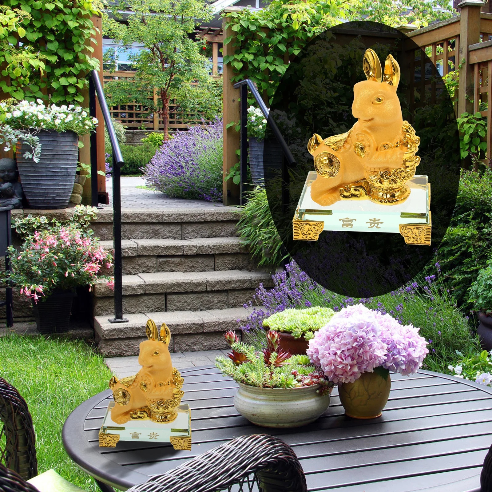 

Chic Rabbit Statue New Year Desktop Supply Bunny Decor Home Adornment Spring Festival Rabbit Statue Home Bunny Figurines