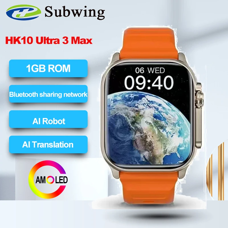 HK10 Ultra 3 Max AMOLED Smart Watch Bluetooth Sharing Network Photo Album Men Local Music AI Robot Smartwatch 1GB Call 2024