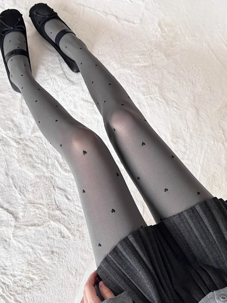 Smoke Grey Polka Dot Women's Tights Velvet Base Layer Stockings Japanese Style Swan Pure Desire Anti-Catch Thread Socks