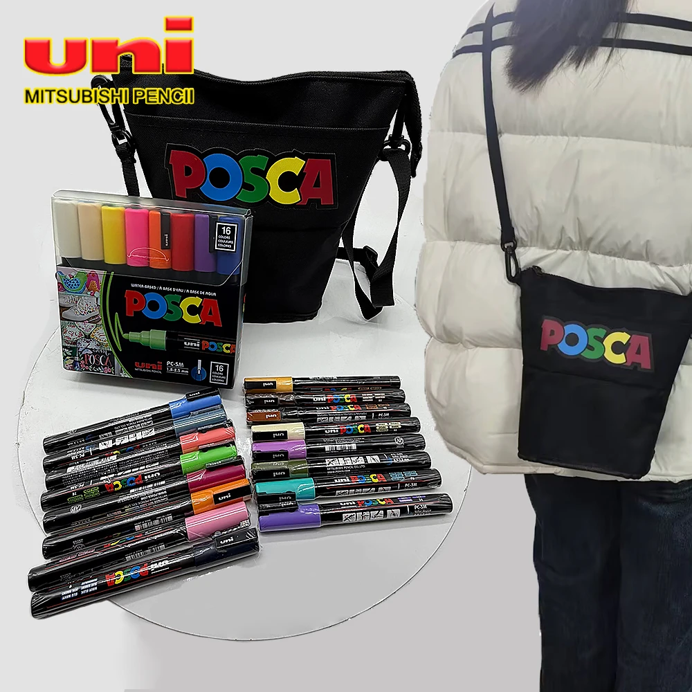 32PCS/Set New Japan UNI POSCA Markers Set PC-3M/PC-5M Painting Graffiti Wood Fabric Art Supplies Stationery School Supplies