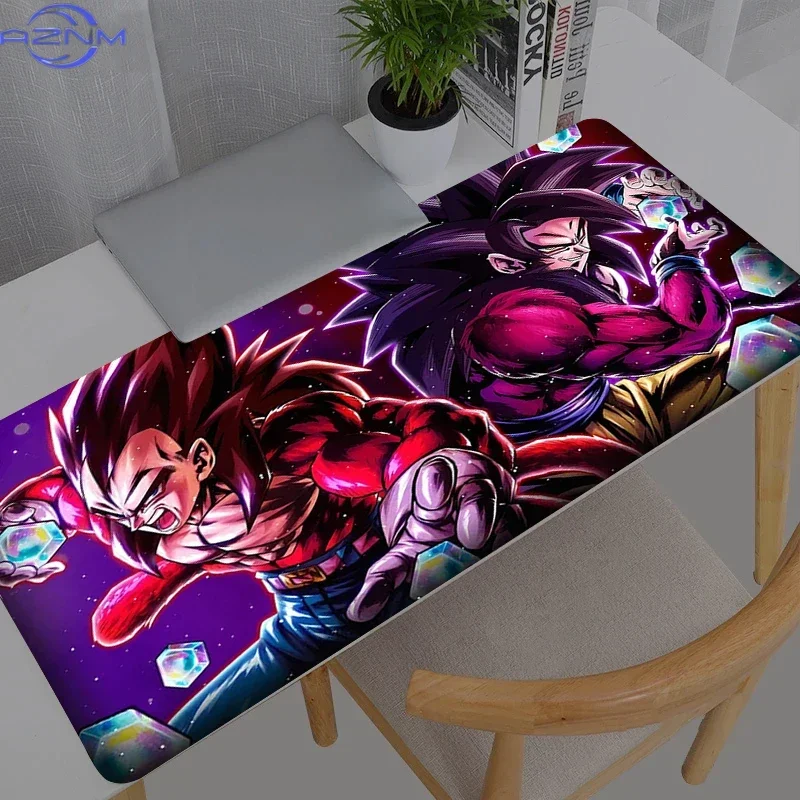 Vivid Purple Galaxy Background Anime Fierce Warriors With Shiny Crystals Mouse Pad, Rubber Non Slip Backing, Smooth Surface Gami