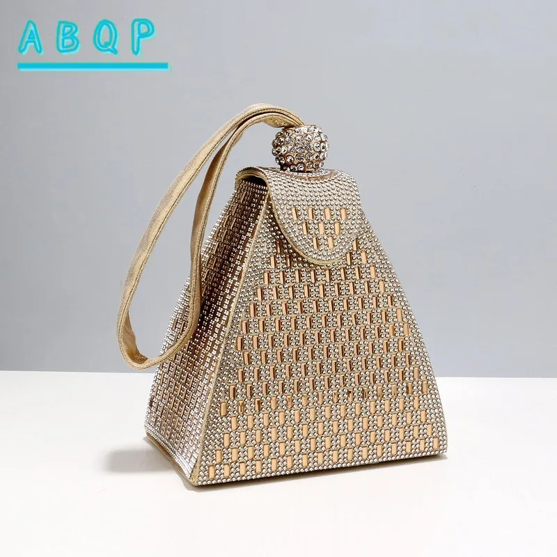 

New Triangle Handheld Diamond Handbag Banquet Bag Cheongsam Dress Handbag Annual Meeting Shoulder Bags