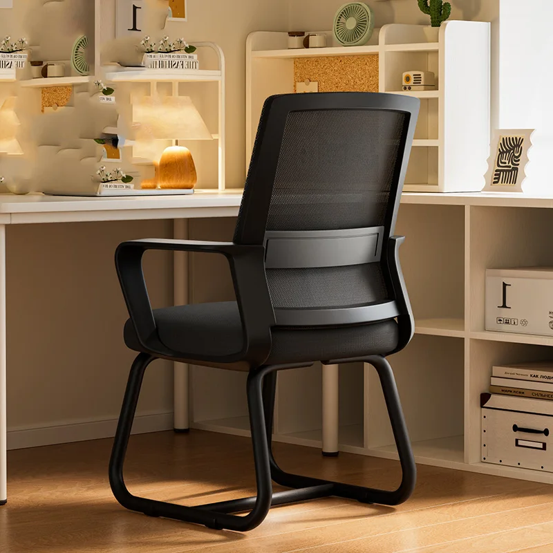 Reposacabezas alto, Silla de oficina con ventilación, taburete con ruedas, Silla de oficina de gran tamaño de estudio negra, muebles de malla de diseñador