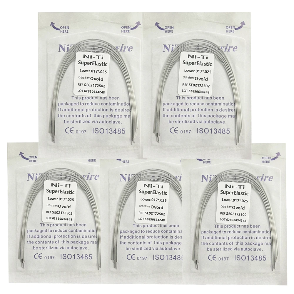 5Pack AG Tandheelkundige Boogdraden Orthodontische Super Elastische NITI Ronde Rechthoekige Boogdraad Onder/Boven 012/014/016/018/020/16x16/16x22