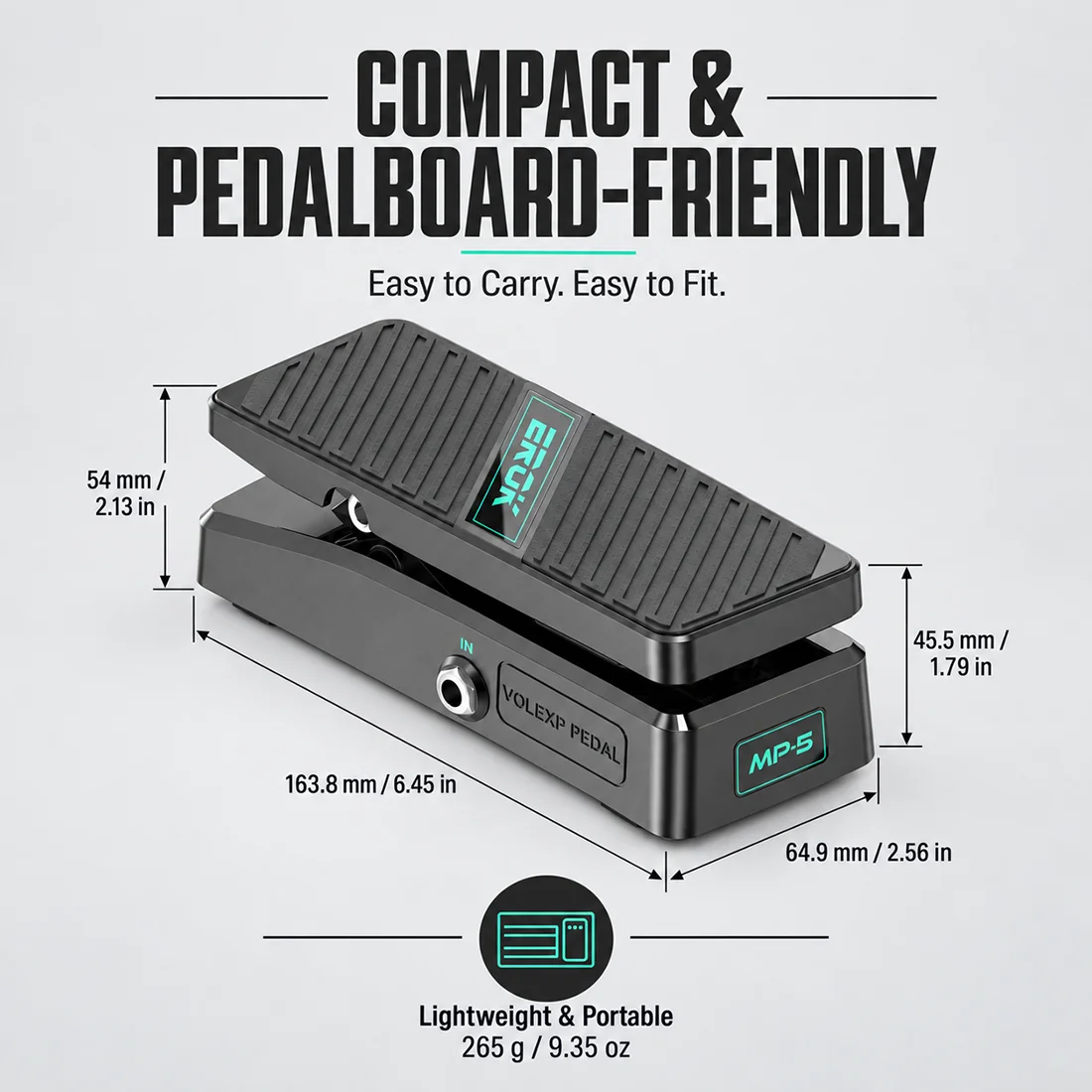 EROK MP-5 2-in-1 Passive Volume & Expression EXP Pedal Foot Controller No Power Silent Non-Slip for Guitar Bass Instrument