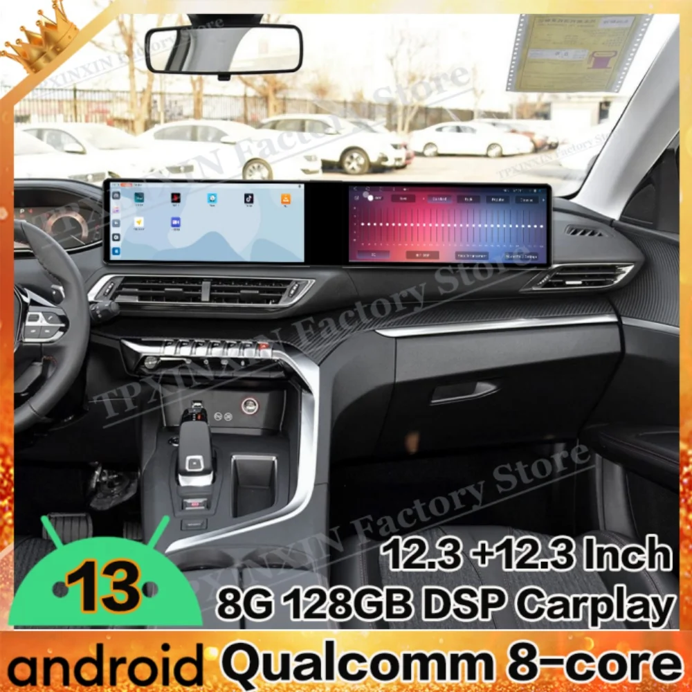 

Интерakcja с двойным экраном Android Auto для Peugeot 4008 2016 ~ 2022 Мультимедийная GPS-навигация Автомобильный радиоприемник Стереоприемник Головное устройство