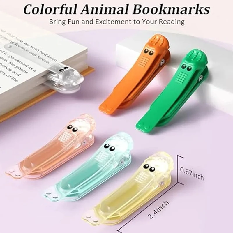 1pc Silicone Automatic Bookmarks Unique Visualized Book Markers For Reading Women Cute Alligator Clip Designs Stay In Place An
