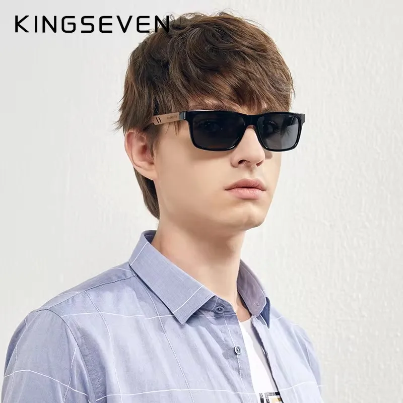 KINGSEVEN Retro Zebra Holz Sonnenbrille Männer Frauen Polarisierte Rechteck Rahmen Spiegel Objektiv Fahren UV400 Männlichen Angeln Brillen
