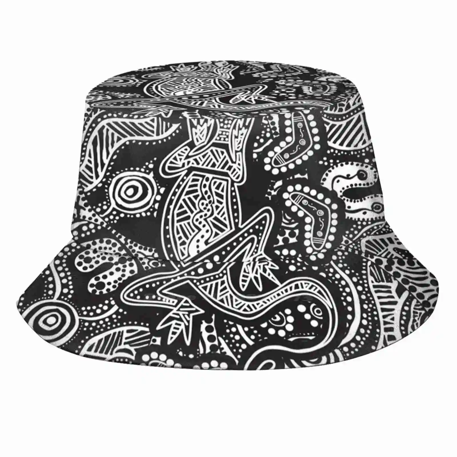 Gugar Bloodlines Foldable Panama Bucket Hat Cap Aboriginal Indigenous Native Goanna Bloodlines