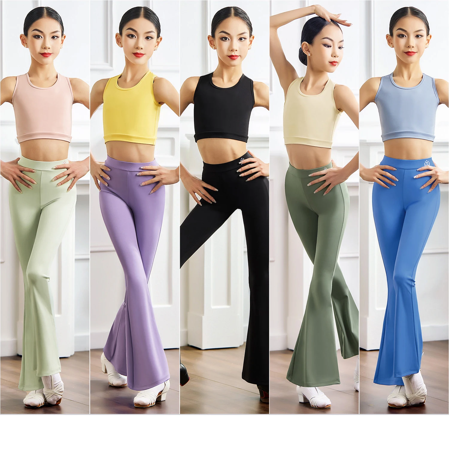 

Новинка 2026 года: Костюмы для выступлений по латиноамериканским танцам для девочек, черный жилет и брюки-клеш, детский костюм для ча-ча-ча и румбы, одежда для латиноамериканских танцев DQS22644