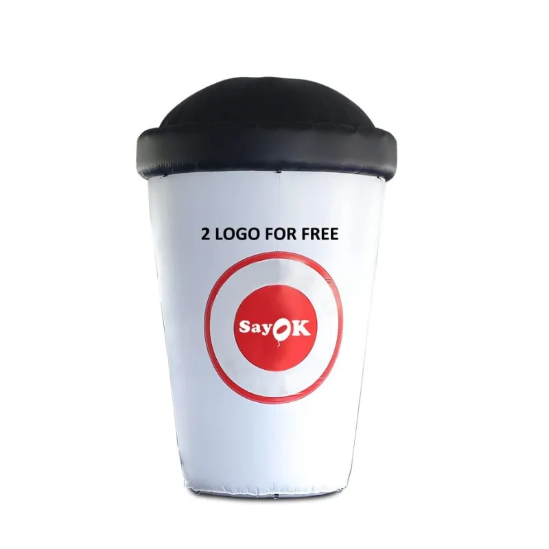 SAYOK 3.6mH Giant Inflatable Coffee Cup Outdoor Inflatable Coffee Cup Cartoon Model for Advertising Event Business Store Party