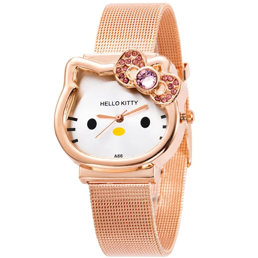 

Exquisite Gift New Kitty Cartoon Steel Belt Children's Student Watch Quartz Watch Anime Watch Cute Cartoon Student