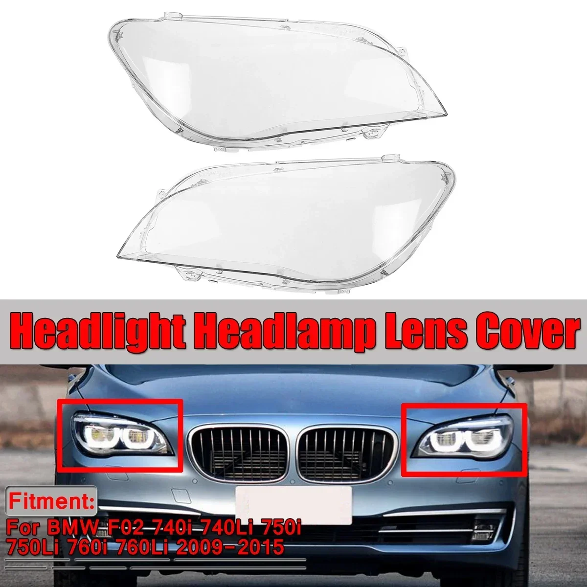 Крышка объектива фар автомобиля для BMW F01 F02 740i 740Li 750i 750Li 760i 760Li 2009-2015, прозрачный абажур, прозрачный корпус