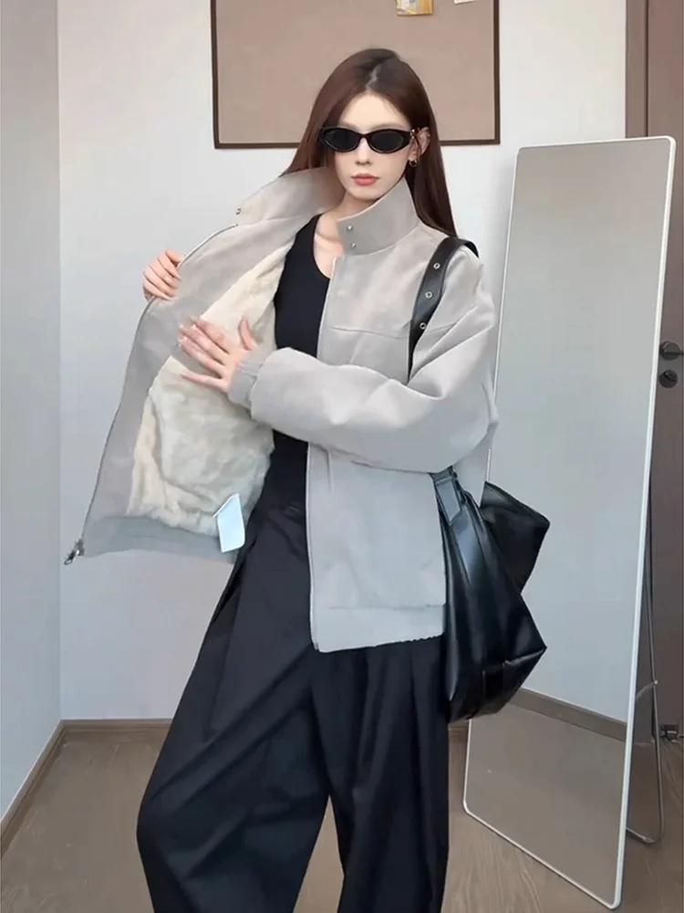 Giacca Americana con Colletto Rialzato in Pelle PU e Cotone, Cappotto Invernale da Uomo Foderato, Caldo e Alla Moda per Motociclisti