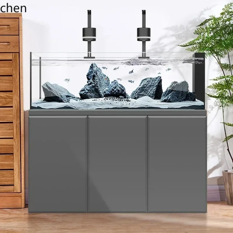 DSA   native stream tank fish tank living room new home floor glass ecological aquarium bottom filter ultra white