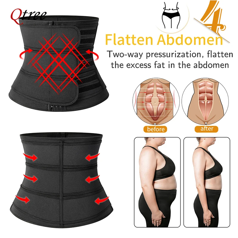 Qtree-Neoprene Cinto Trainer Cintura Para Mulheres, Controle De Barriga, Cincher De Barriga, Cinto De Suor De Sauna, Aparador De Gordura, Faixa De Emagrecimento, Treino, Esporte