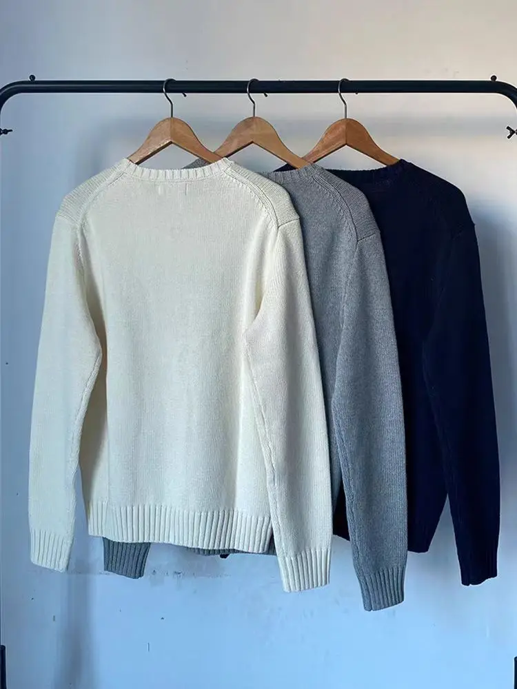 Primavera autunno nuovo Pullover lavorato a maglia da uomo Ralph Y2K Vintage Casual ricamo bandiera girocollo Lauren maglione lavorato a maglia da