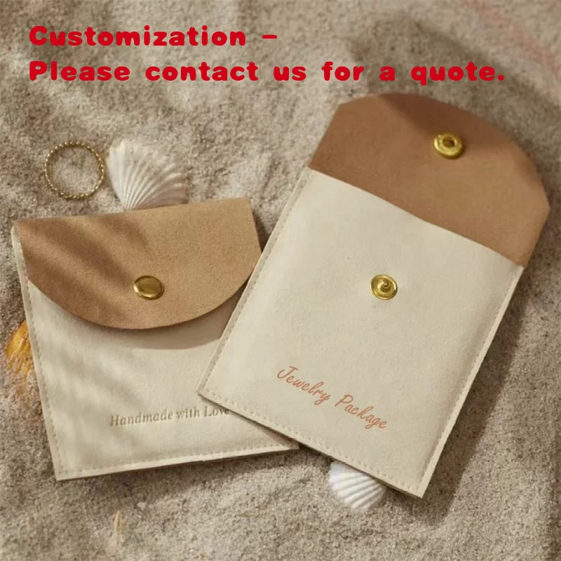 custom.Chuanghua Custom Envelope Suede Microfiber Jewelry Flap Pouches Jewelry Ring Earring Bracelet Storage Bag With Button