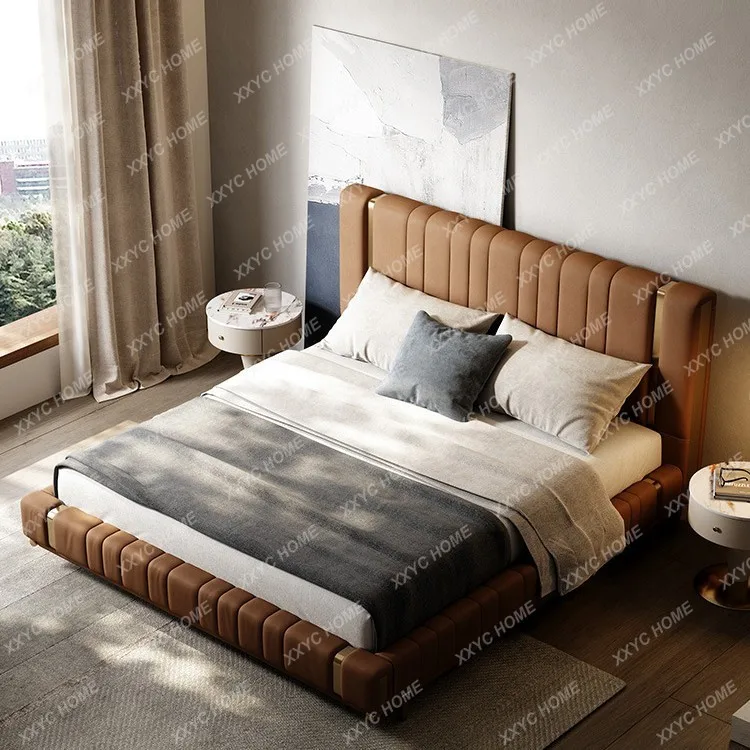 

Кожаная двуспальная кровать NN Light Luxury Piano Keys для минималистичных вилл, особняков и больших квартир