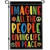3 Ply Imagine All The People Living Life in Peace Garden Flags for Outside 12x18 Inch Double Sided Be Kind Floral Peace Sign jjp