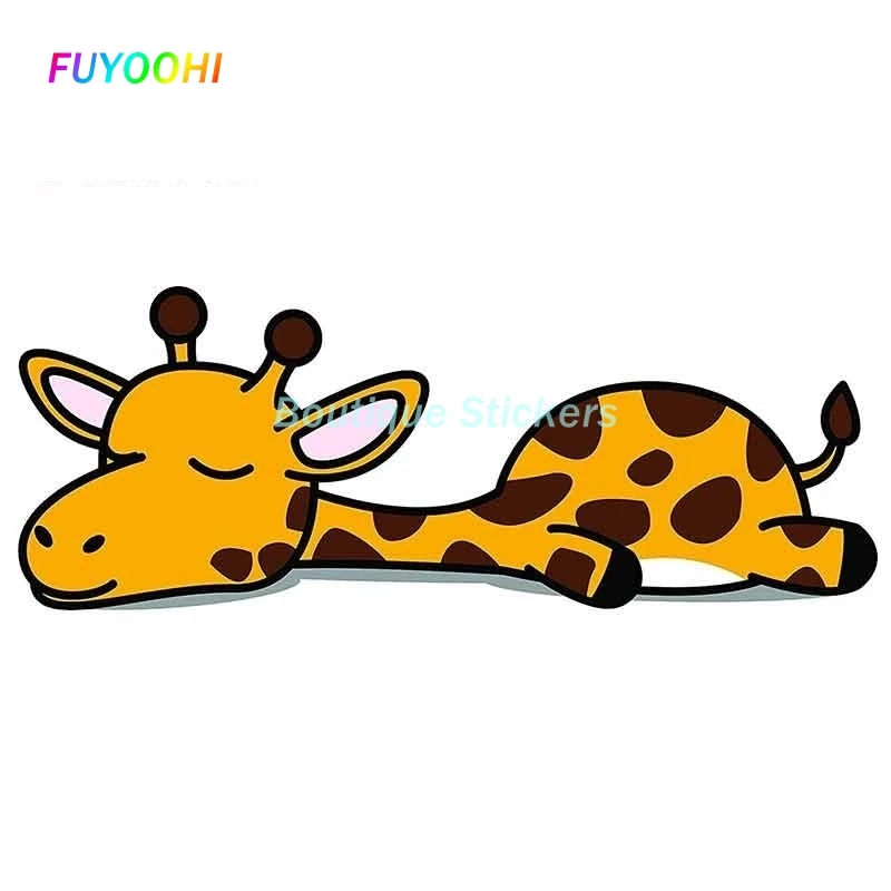 FUYOOHI Exterior/Protection Boutique Stickers Cute Sleepy Lazy Giraffe Cartoon Personality Creative StickersVinyl Car Decals