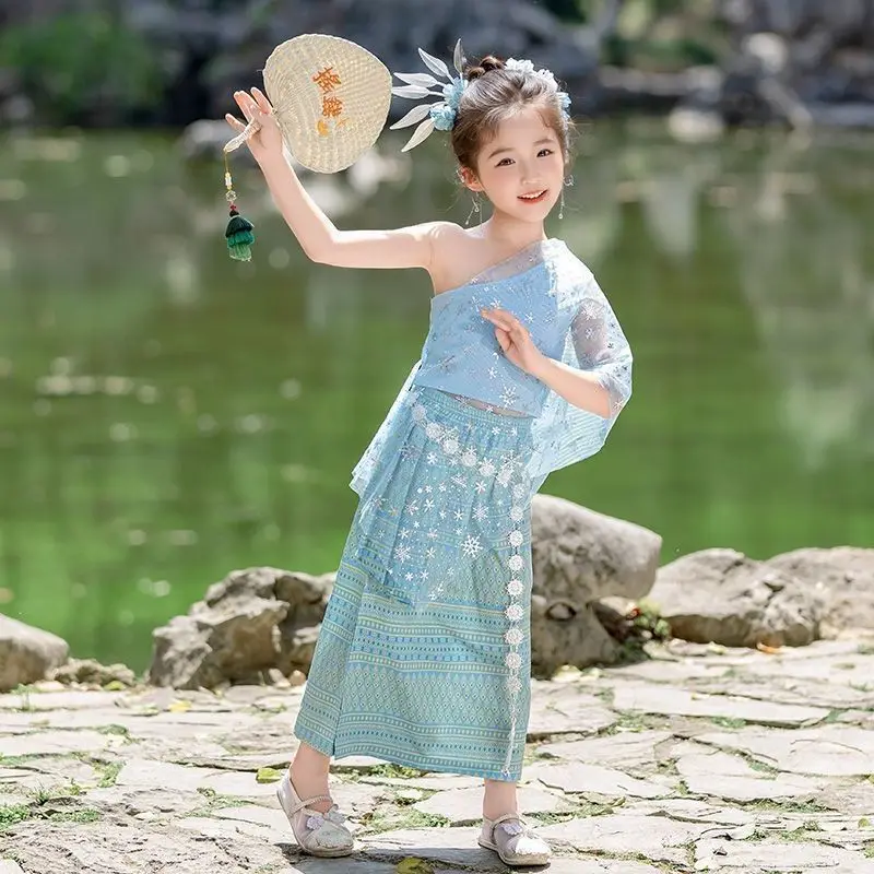 2026 Girls' Ancient Dai Costumes Children's Traditional Thailand Ethnic Dance Costumes Performance Boys' Festival Costumes LI674