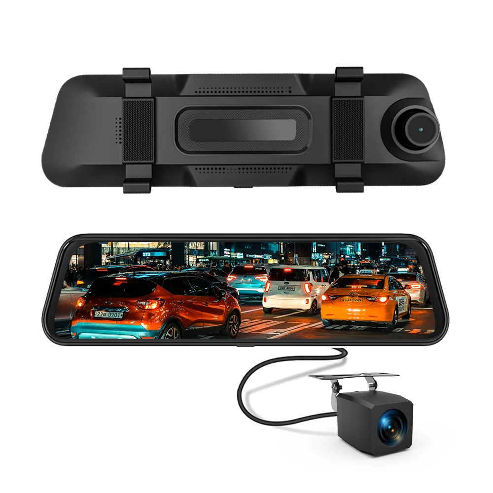 

Manufacture Car Video Recorder 10 Inch Touch 4K WIFI Dual Lens Dvr Dash Cam Car cam era Rear View Mirror Car Dash cam era