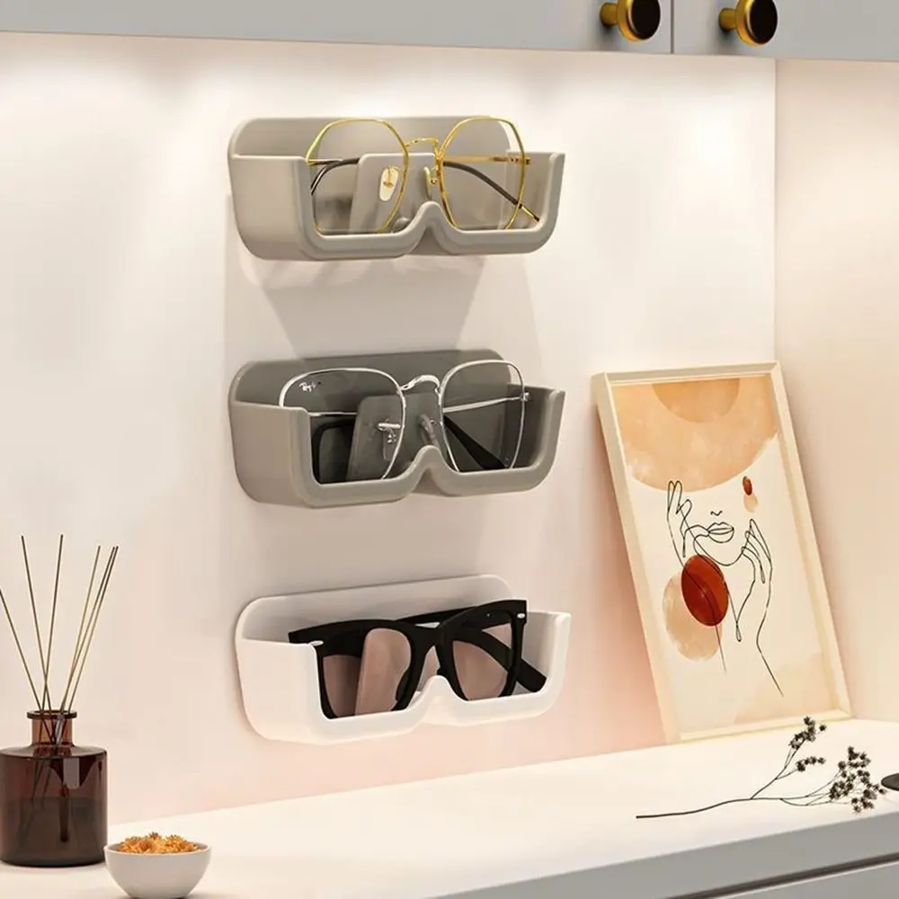 Caja de almacenamiento de gafas montada en la pared, soporte de almacenamiento de gafas de sol autoadhesivo, estante de exhibición antipresión duradero