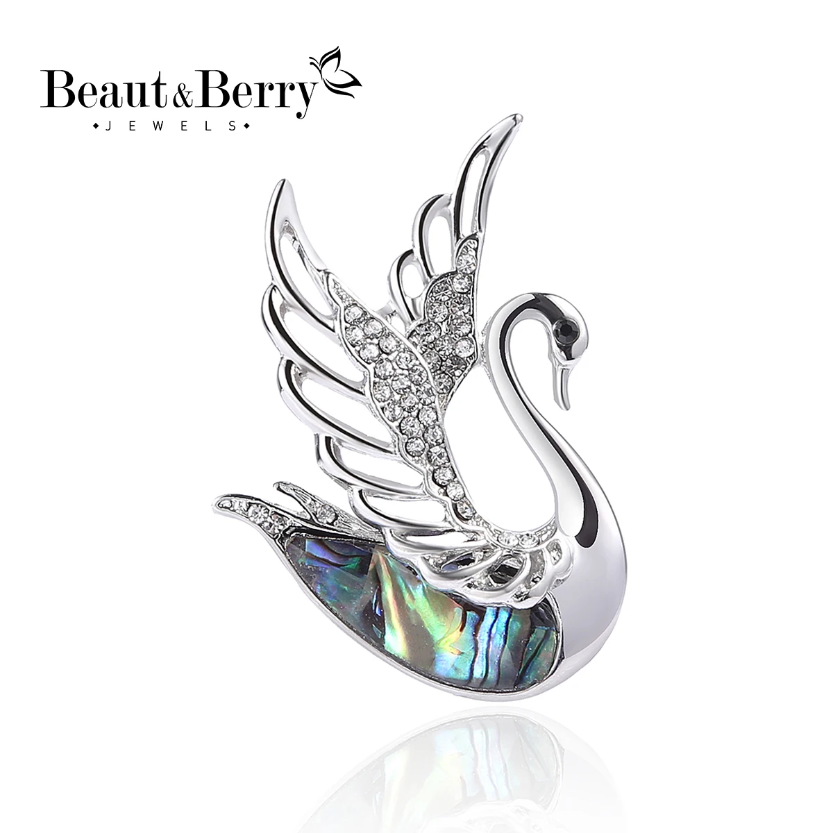 Beaut&Berry Fashionable Abalone Swan Brooch Unisex Animal Pin Office Party Casual Accessory Gift