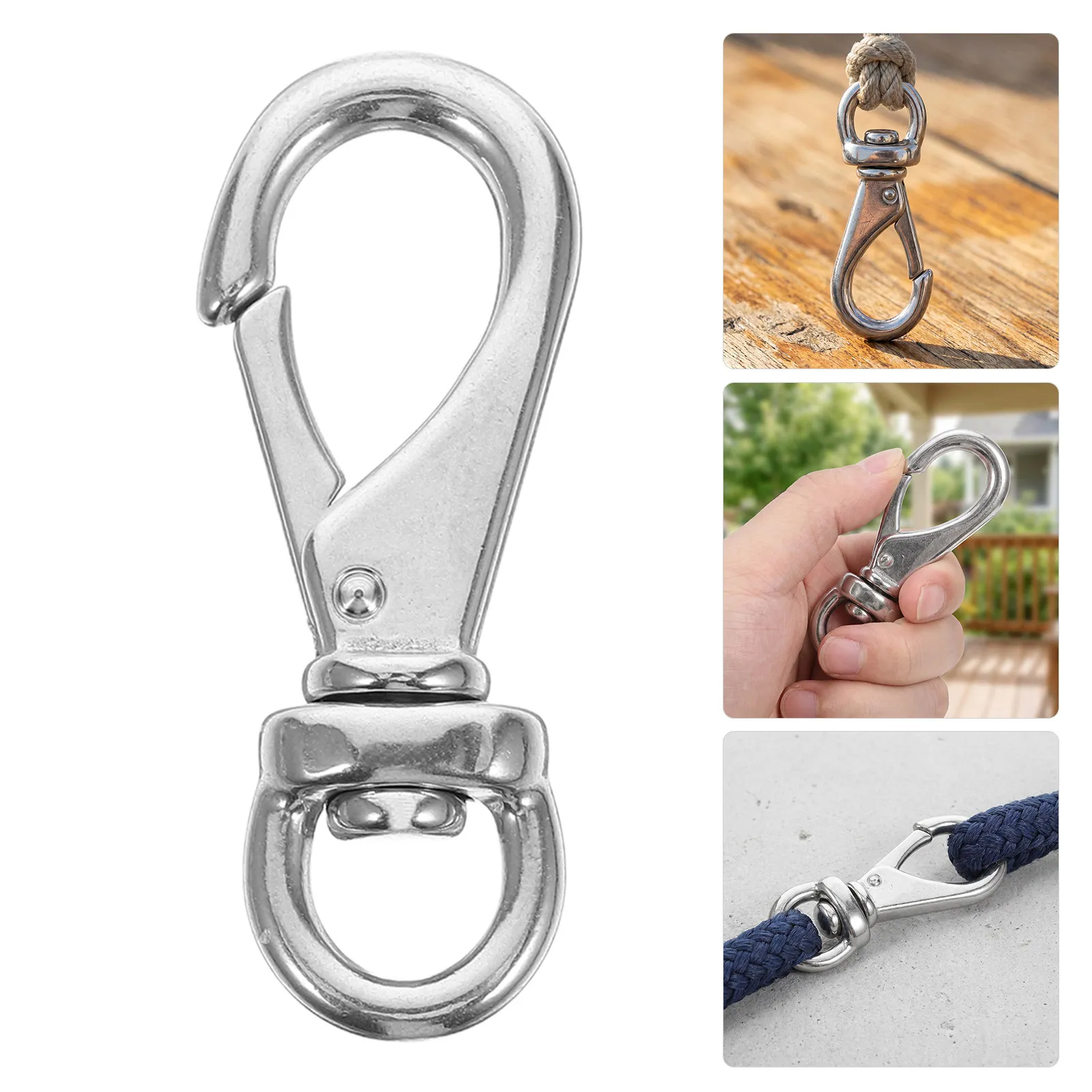 2Pcs Flagpole Swivel Snap Hooks Heavy Duty Stainless Steel Brass Color Flag Rope Clips Halley Attachments Outdoor Flag Hardware