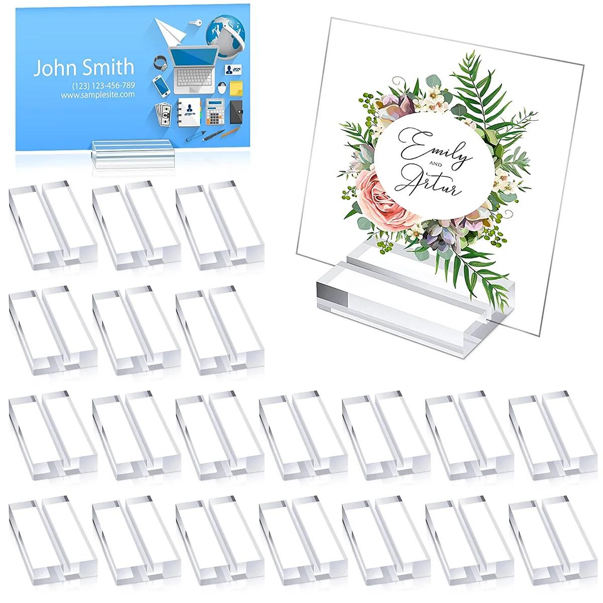 25Pcs Wedding Acrylic Stands Place Card Holders Table Number Stands Desktop Clear Card Display Stand Transparent Sign Holders