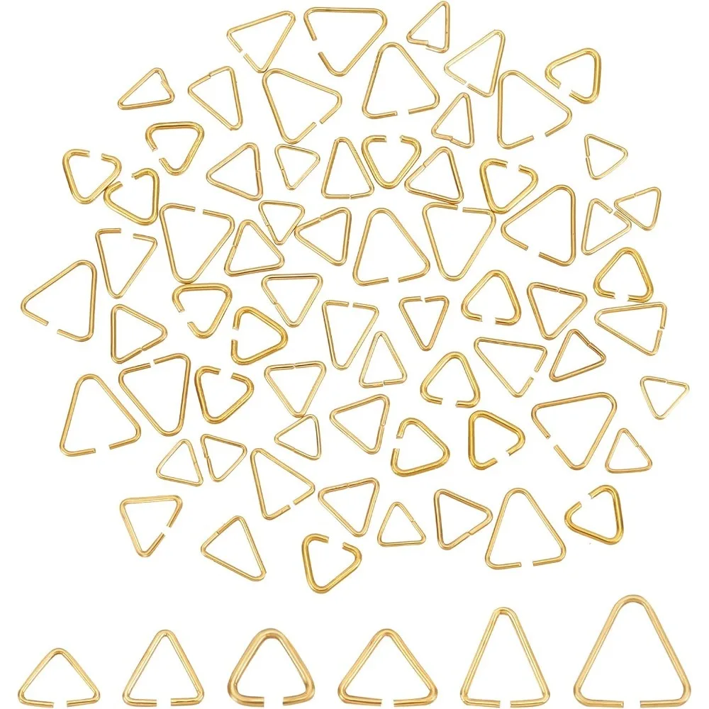 

600Pcs 6 Styles Triangle Open Jump Ring Brass Jump Rings en Split Rings Connectors Clasps Hooks Jewelry