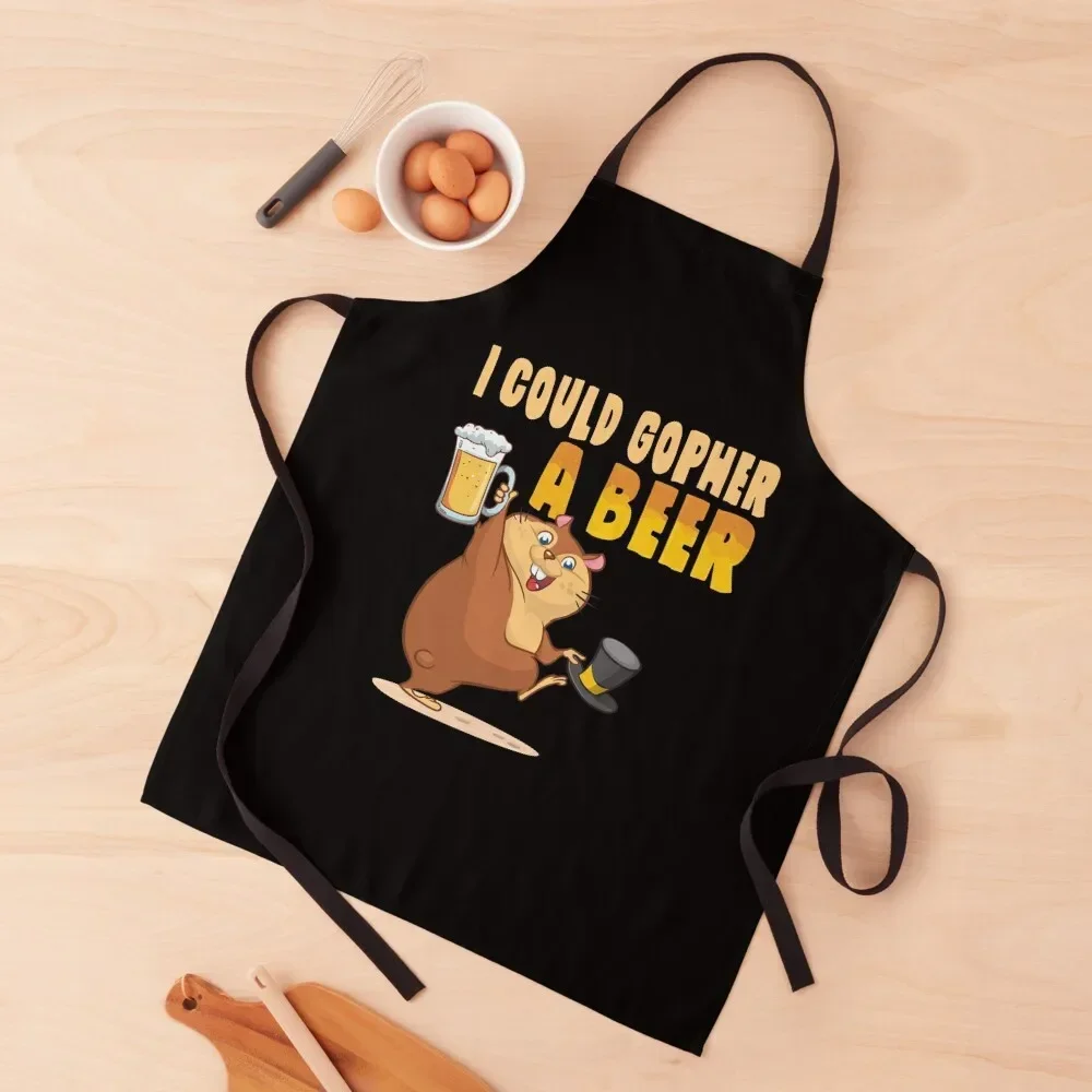 

I Could Gopher a Beer Funny Gopher Apron home women professional hairdresser Things For Kitchen Apron