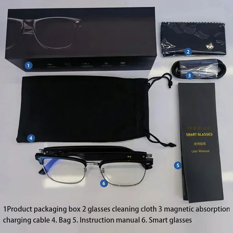 TWS Bluetooth Smart Glasses para homens e mulheres, óculos anti-azuis, ao ar livre, esporte, HD, áudio, música, mãos livres, chamadas